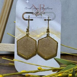 Gold Hexagon Earrings by